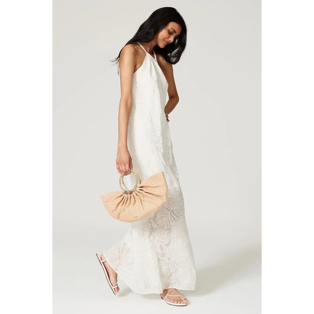 Trina Turk Milian Maxi Dress Size Medium Embroidered Sleeveless Halter Neck Boho - Picture 1 of 9
